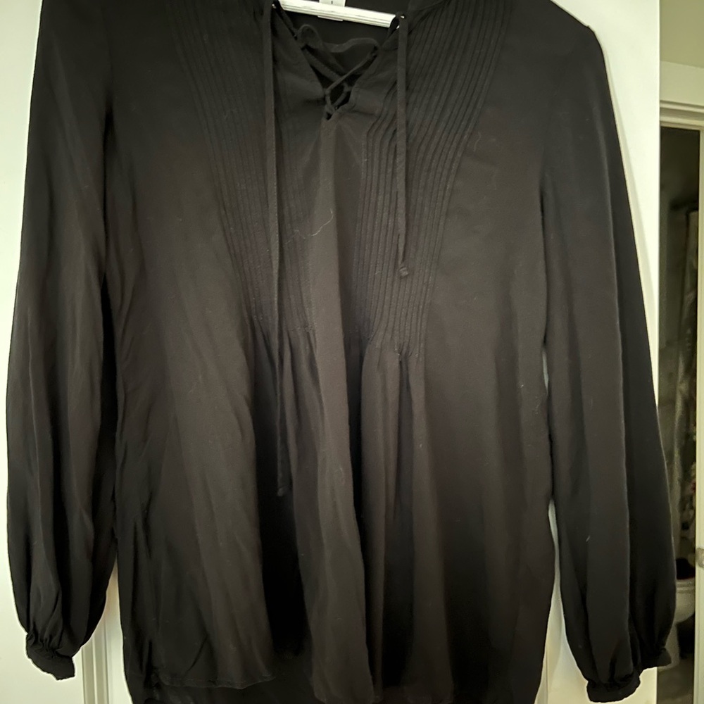 Old Navy Black Tie Front Relaxed Blouse